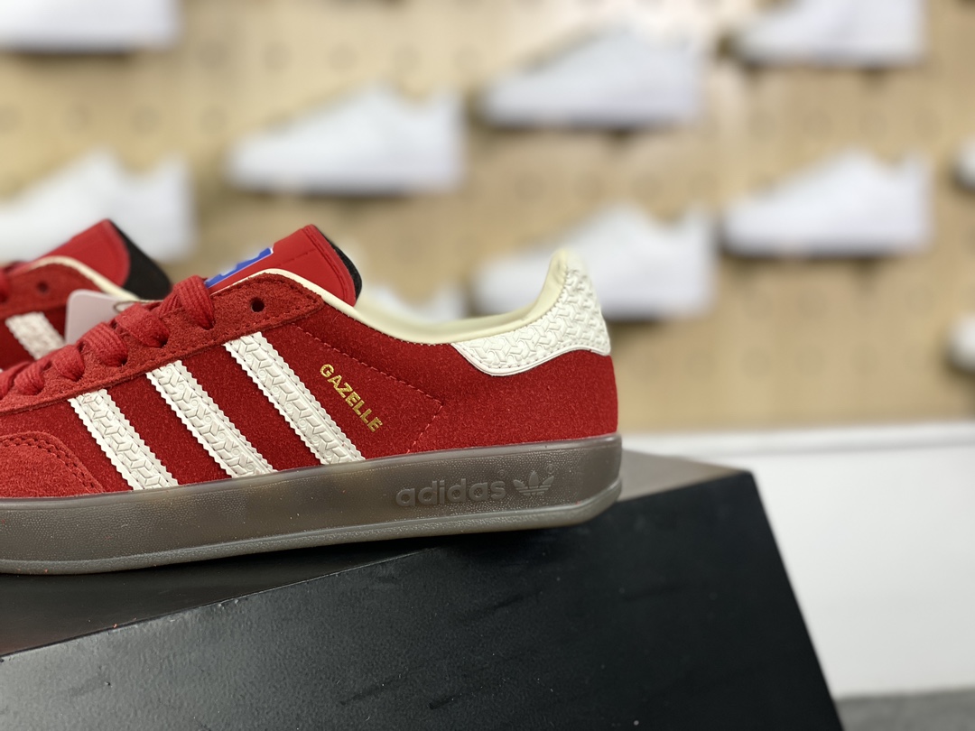 140 阿迪达斯Adidas Gazelle Indoor Trainers 羚羊内训系板鞋“翻毛红白生胶底”IF1808