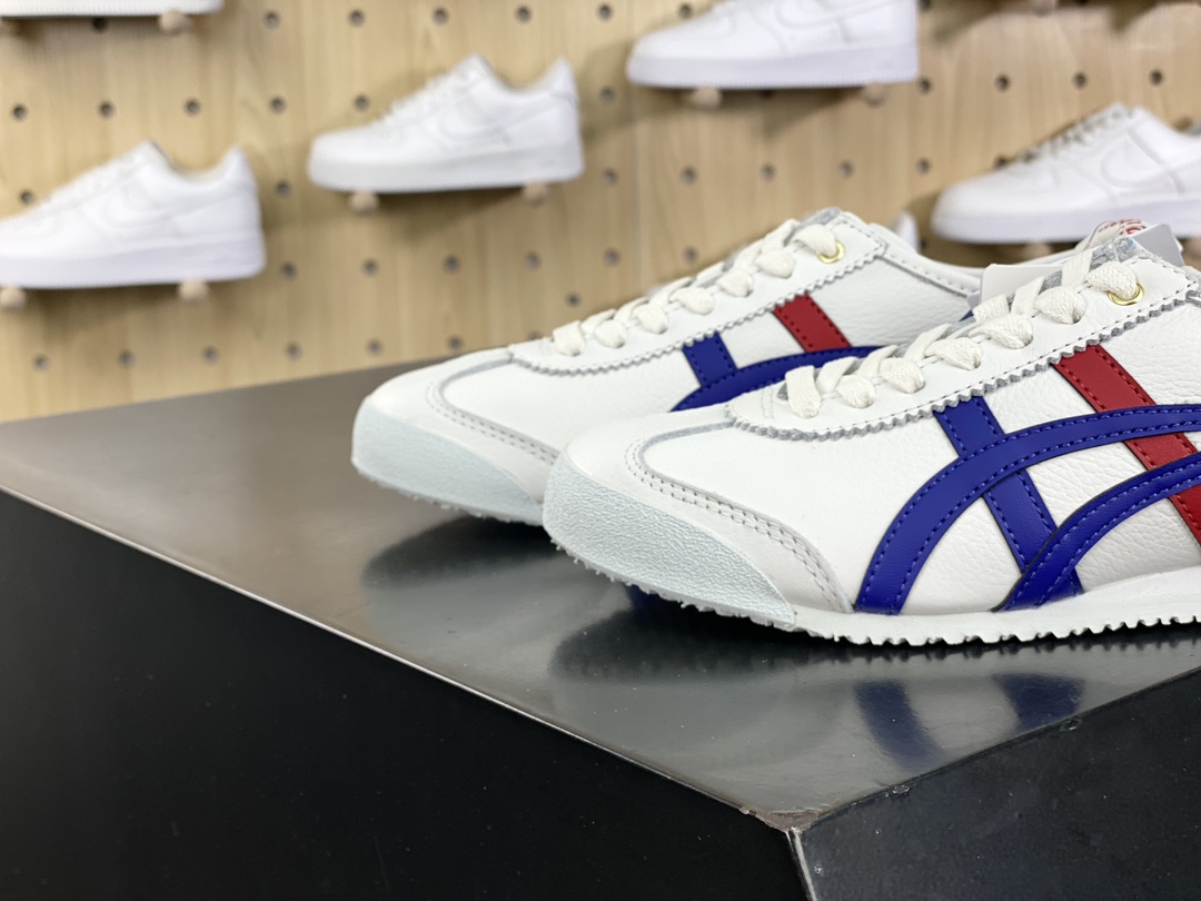 220 鬼塚虎/Onitsuka Tiger Mexico 66经典墨西哥系列低帮慢跑鞋“皮革白宝蓝红金”D507L-0152