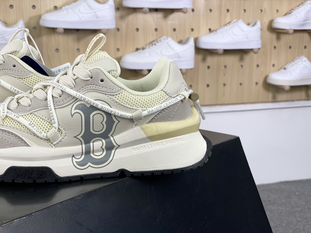 Boston Red x MLB Chunky Runner Liner Lace Liner running shoes ”Cream White Gray B Letter Print Lace” 3ARNCRA4N-GP001