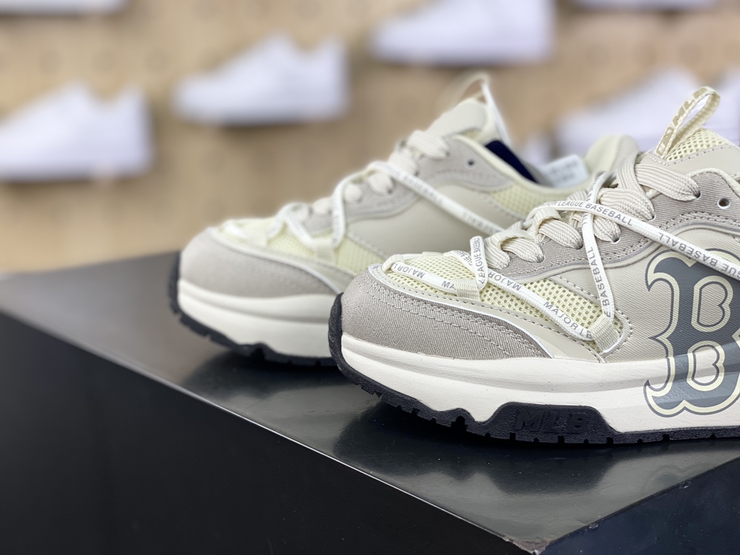 Boston Red x MLB Chunky Runner Liner Lace Liner running shoes ”Cream White Gray B Letter Print Lace” 3ARNCRA4N-GP001