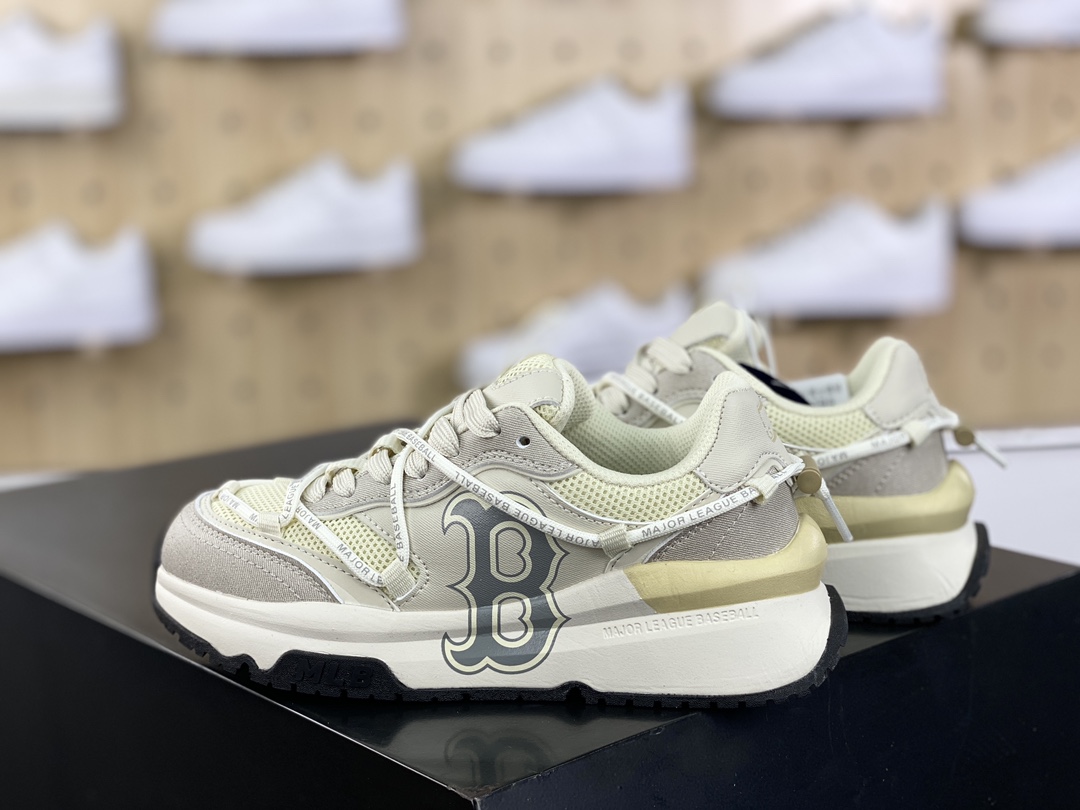 Boston Red x MLB Chunky Runner Liner Lace Liner running shoes ”Cream White Gray B Letter Print Lace” 3ARNCRA4N-GP001