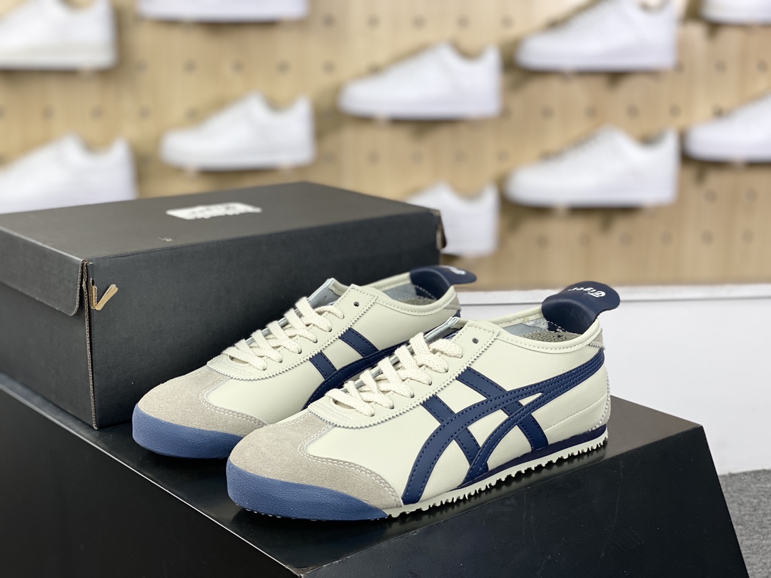 140 鬼塚虎/Onitsuka Tiger Mexico 66经典墨西哥系列低帮慢跑鞋“皮革米灰藏青蓝”DL408-1659