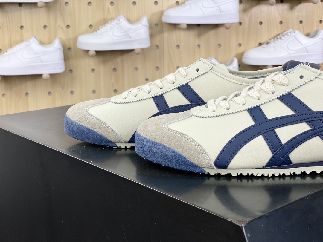 140 鬼塚虎/Onitsuka Tiger Mexico 66经典墨西哥系列低帮慢跑鞋“皮革米灰藏青蓝”DL408-1659