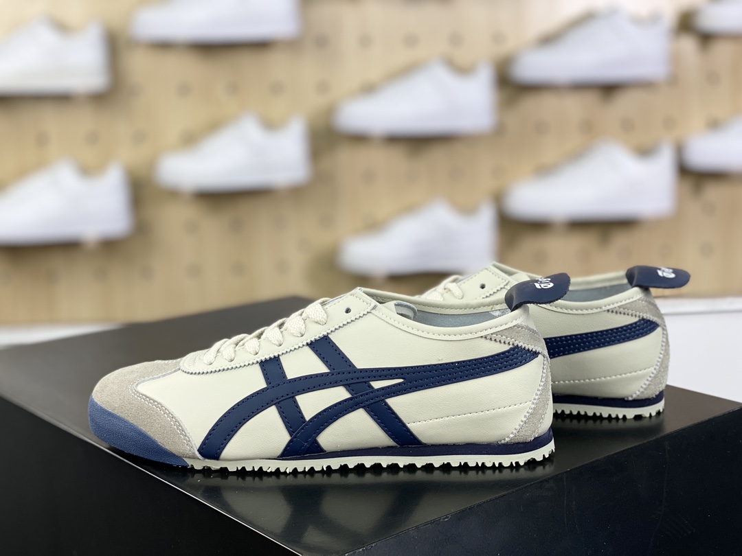 140 鬼塚虎/Onitsuka Tiger Mexico 66经典墨西哥系列低帮慢跑鞋“皮革米灰藏青蓝”DL408-1659