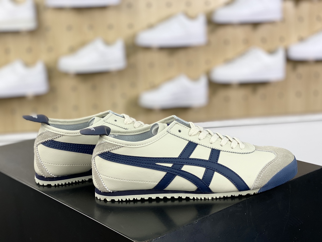 140 鬼塚虎/Onitsuka Tiger Mexico 66经典墨西哥系列低帮慢跑鞋“皮革米灰藏青蓝”DL408-1659