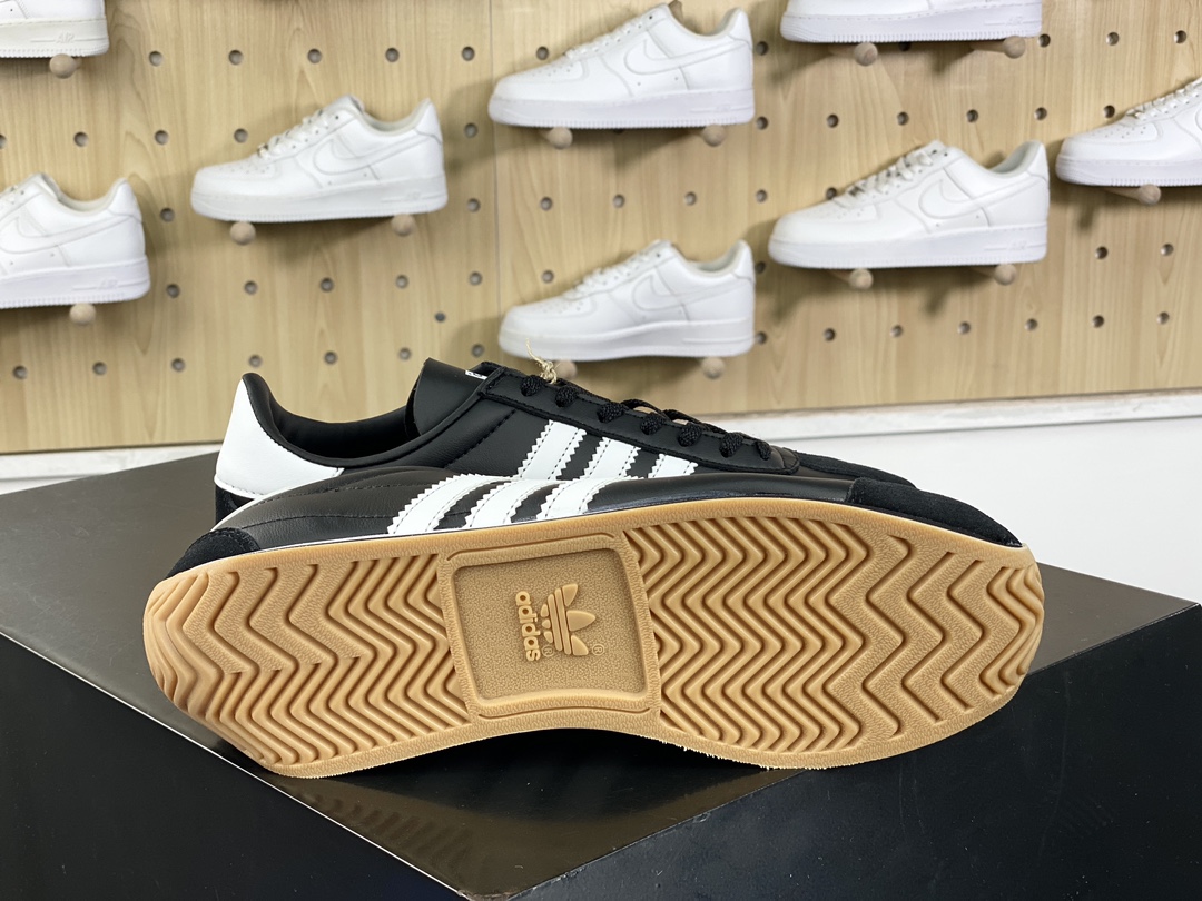 Adidas Country OG National Series Low-top Classic Jogging Shoes ”Leather Black and White Raw Rubber Sole” IE4231