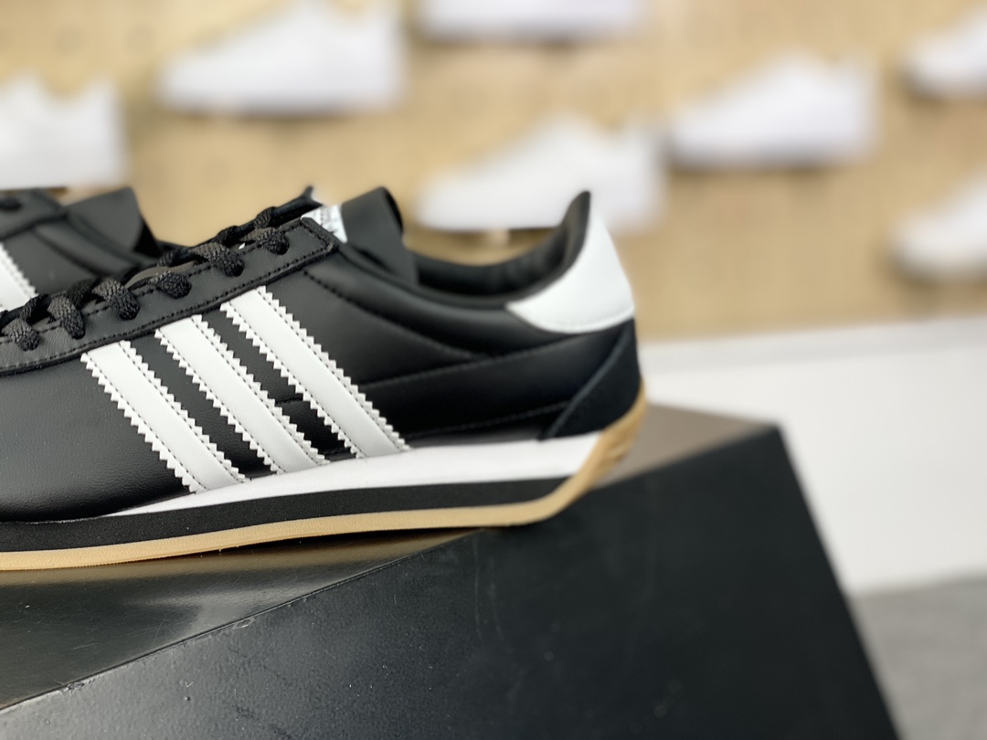 Adidas Country OG National Series Low-top Classic Jogging Shoes ”Leather Black and White Raw Rubber Sole” IE4231