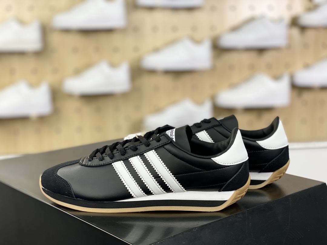 Adidas Country OG National Series Low-top Classic Jogging Shoes ”Leather Black and White Raw Rubber Sole” IE4231