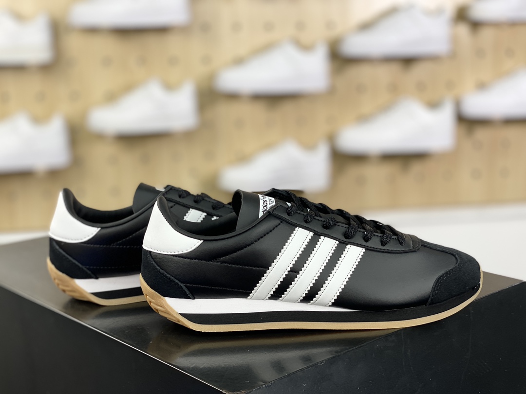Adidas Country OG National Series Low-top Classic Jogging Shoes ”Leather Black and White Raw Rubber Sole” IE4231