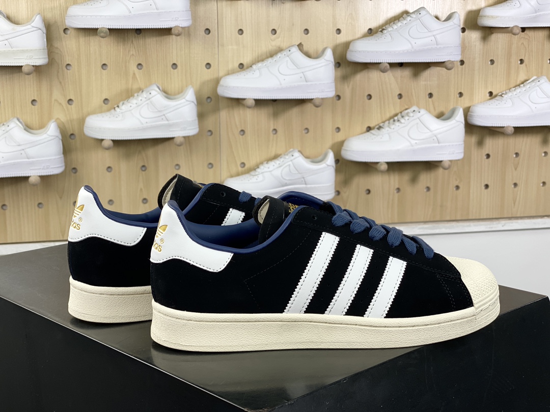 Adidas Originals Superstar 80s ”White Dark Green” classic sneakers ”Frosted Black and White Night Blue” B25961