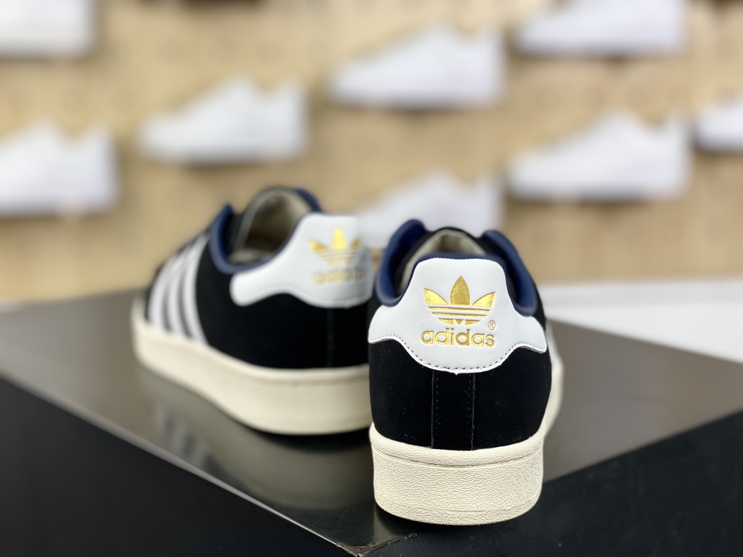 Adidas Originals Superstar 80s ”White Dark Green” classic sneakers ”Frosted Black and White Night Blue” B25961
