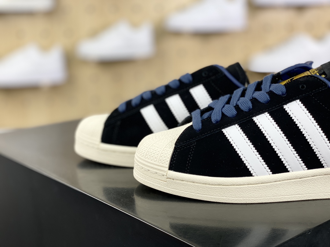 Adidas Originals Superstar 80s ”White Dark Green” classic sneakers ”Frosted Black and White Night Blue” B25961