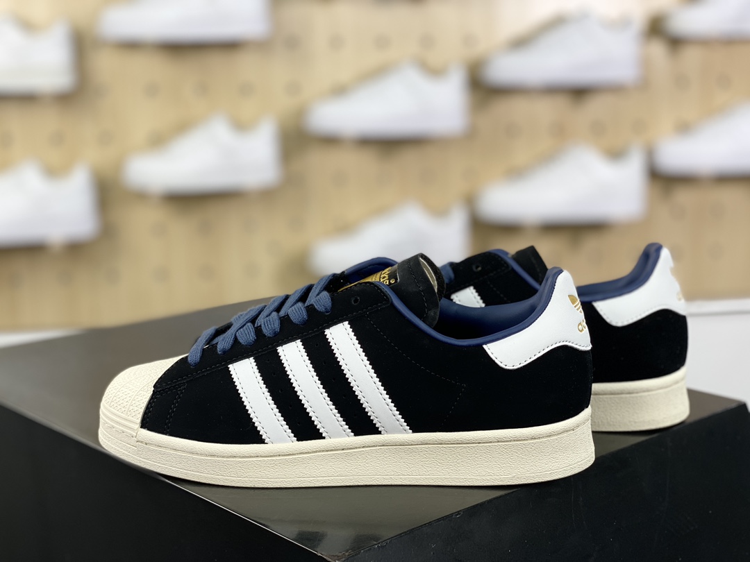Adidas Originals Superstar 80s ”White Dark Green” classic sneakers ”Frosted Black and White Night Blue” B25961