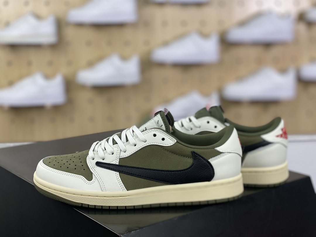 400 Travis Scott x Nike Air Jordan 1 Low OG"Medium Olive"AJ1乔丹一代篮球鞋“TS联名反转橄榄绿白黑倒钩10.0”DM7866-200