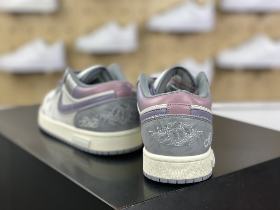 280 耐克Nike Air Jordan 1 Low"Modern Mirror"AJ1乔丹一代篮球鞋“白粉粉紫银摩登薇镜绑绳”553560-053