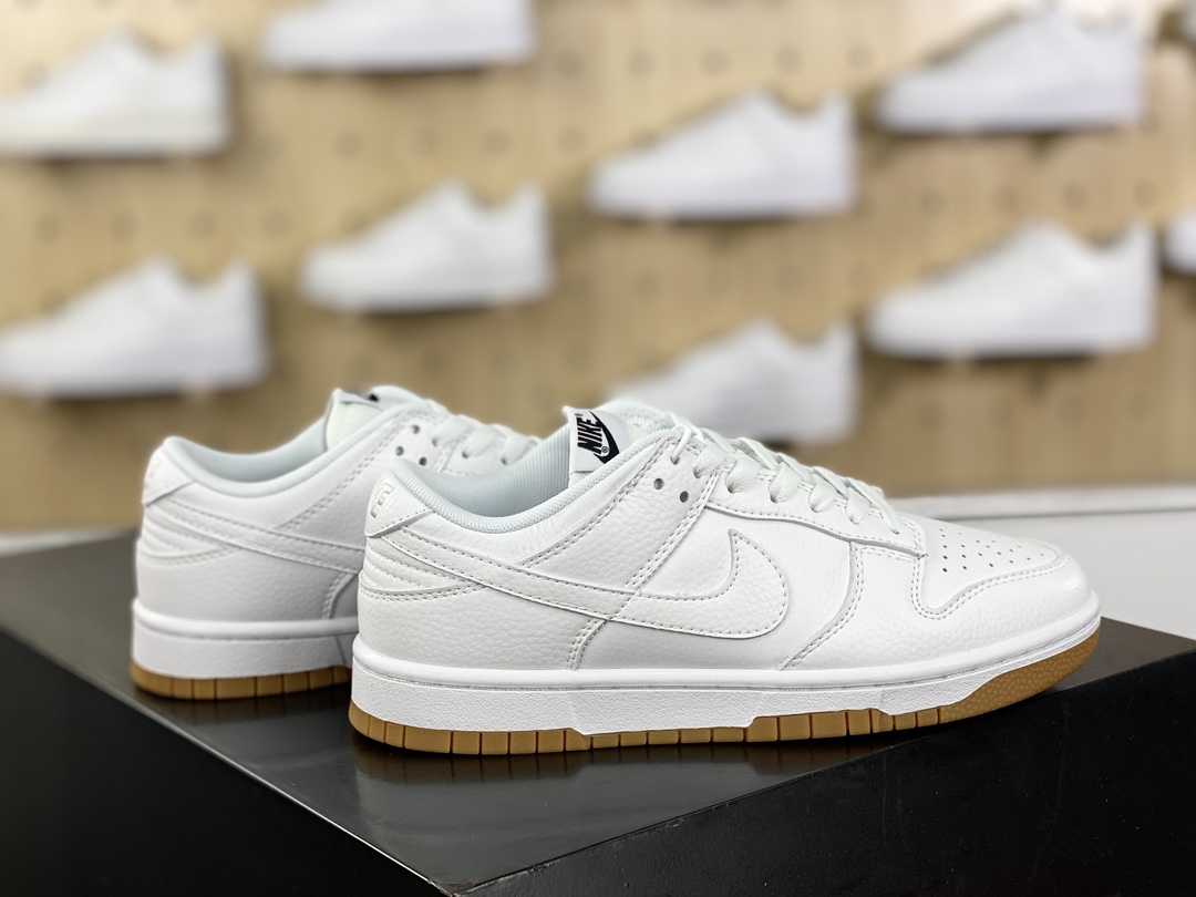 200 耐克Nike SB Dunk Low"White/Gum"扣篮系列低帮休闲板鞋“皮革白生胶底”311369-100