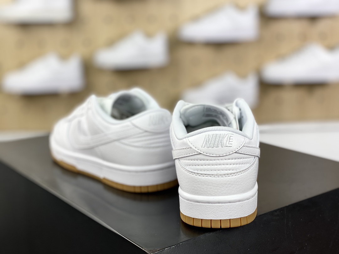 200 耐克Nike SB Dunk Low"White/Gum"扣篮系列低帮休闲板鞋“皮革白生胶底”311369-100