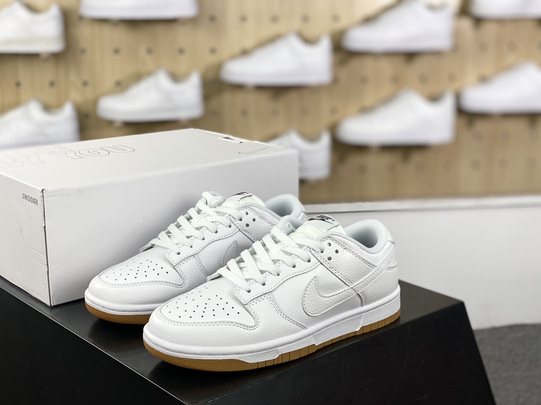 200 耐克Nike SB Dunk Low”White/Gum”扣篮系列低帮休闲板鞋“皮革白生胶底”311369-100