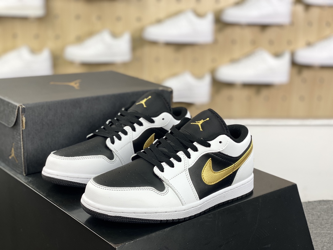 200 耐克Nike Air Jordan 1 Low”White/Black/Metallic Gold”AJ1乔丹一代篮球鞋“白黑金钩”553558-172