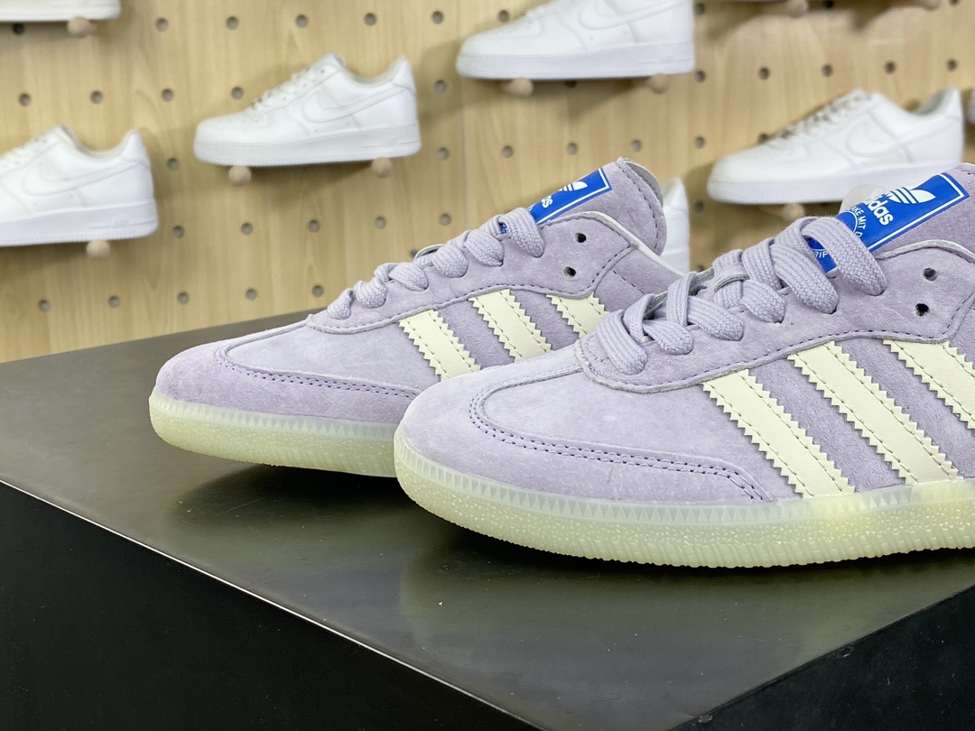 160 三叶草Adidas Wmns Originals Samba OG”Purple/Off White”桑巴舞板鞋“麂皮浅紫奶白”IG6176