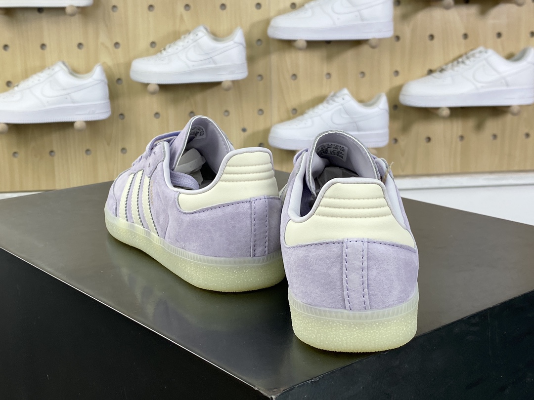 160 三叶草Adidas Wmns Originals Samba OG”Purple/Off White”桑巴舞板鞋“麂皮浅紫奶白”IG6176