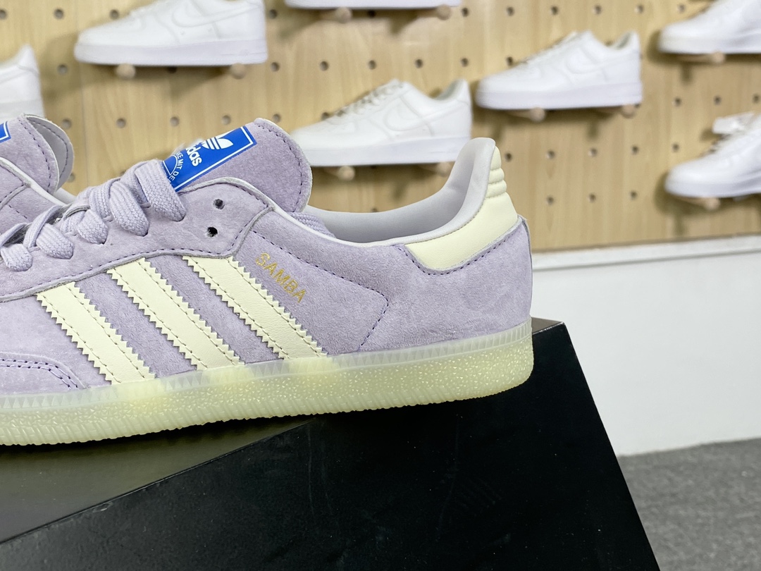 160 三叶草Adidas Wmns Originals Samba OG”Purple/Off White”桑巴舞板鞋“麂皮浅紫奶白”IG6176