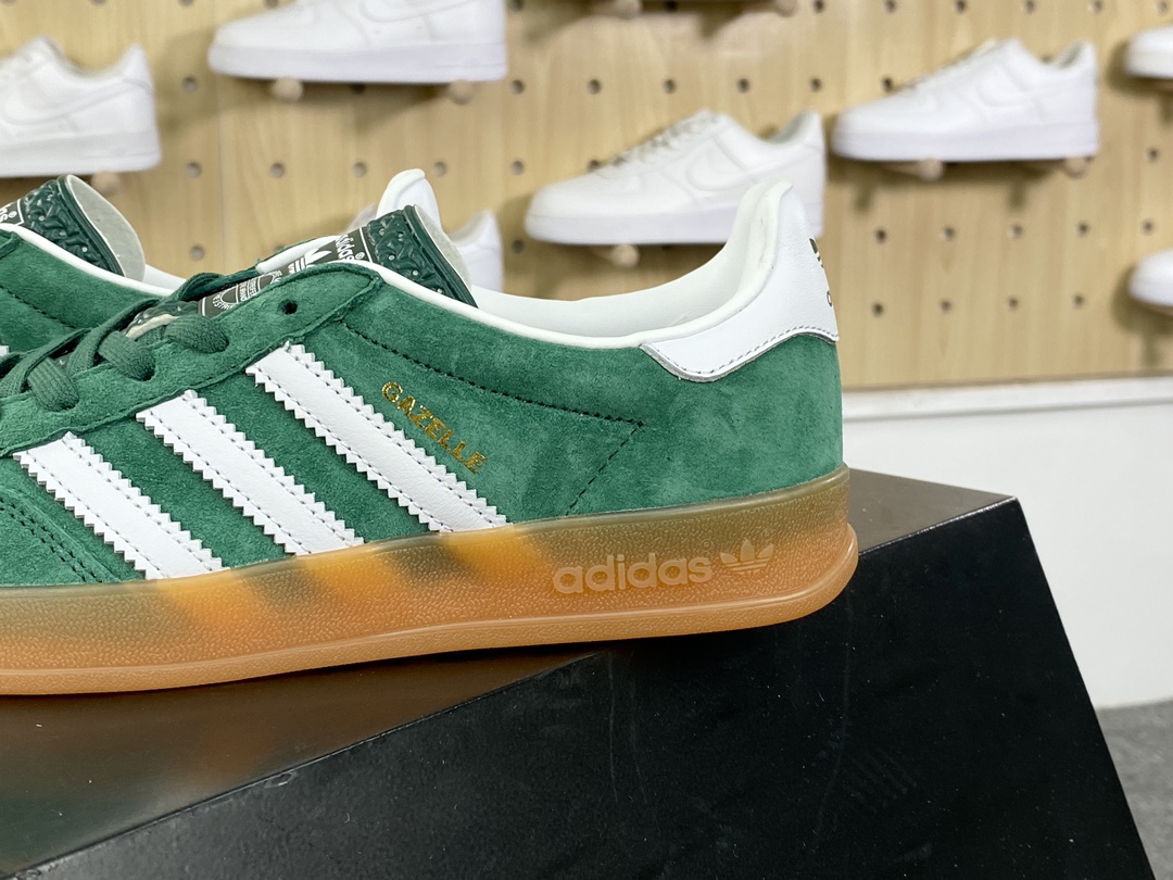 180 阿迪达斯Adidas Gazelle Indoor Trainers 羚羊板鞋“麂皮绿白生胶底”IG1596