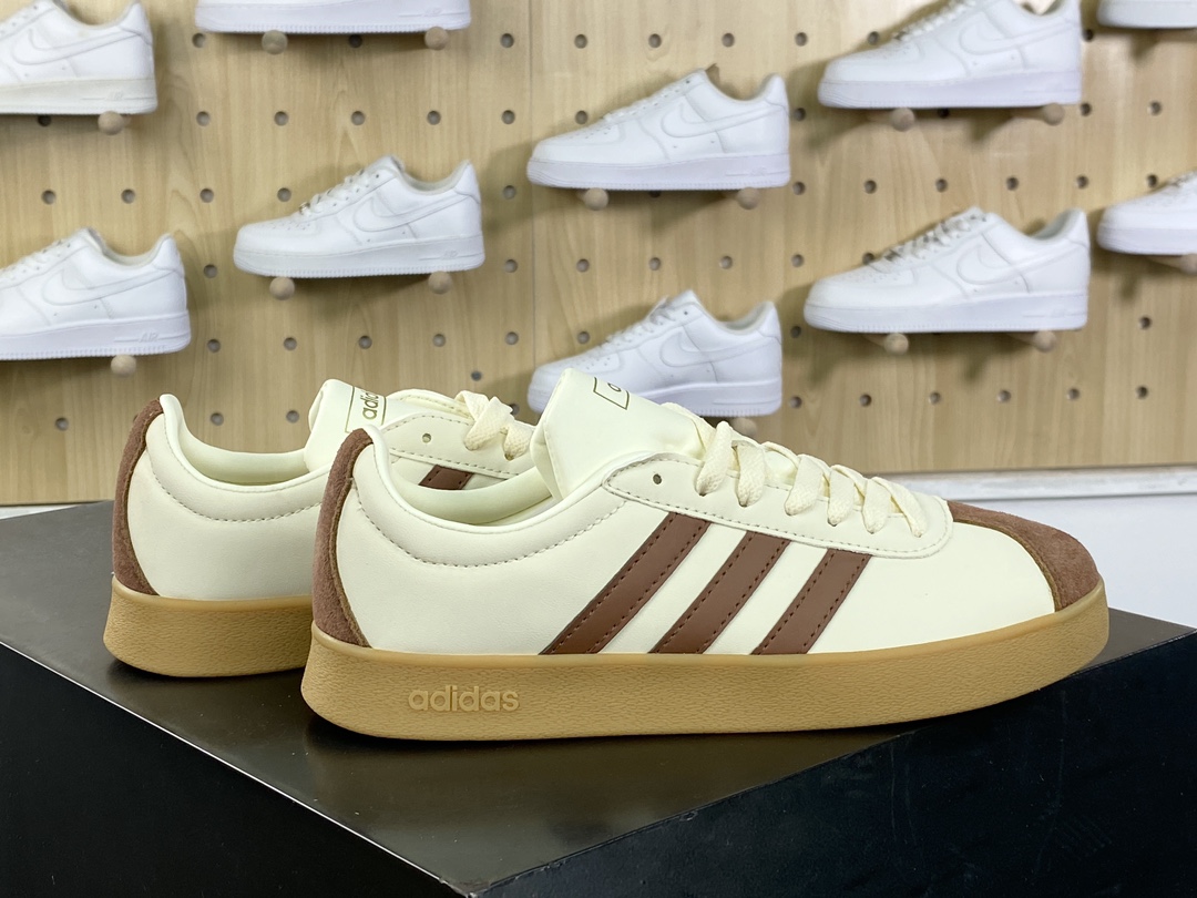 150 阿迪达斯Adidas Neo VL Court Lifestyle 2.0 学院板鞋“皮革奶白摩卡棕生胶底”ID6016