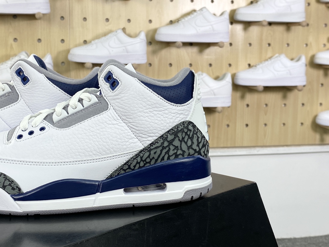 450 耐克Nike Air Jordan 3 Retro PE”White Midnight Navy”迈克尔·乔丹AJ3代中帮篮球鞋“白午夜蓝爆裂纹”CT8532-140