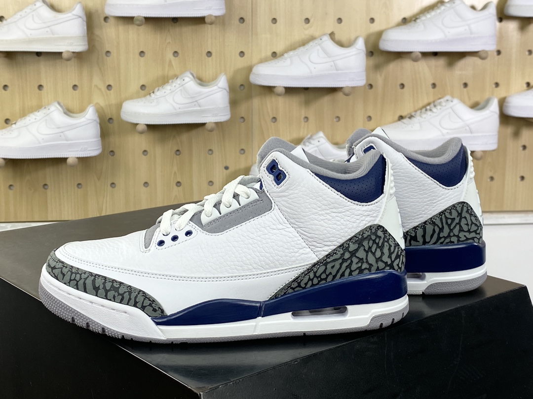 450 耐克Nike Air Jordan 3 Retro PE”White Midnight Navy”迈克尔·乔丹AJ3代中帮篮球鞋“白午夜蓝爆裂纹”CT8532-140