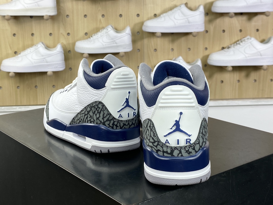 450 耐克Nike Air Jordan 3 Retro PE”White Midnight Navy”迈克尔·乔丹AJ3代中帮篮球鞋“白午夜蓝爆裂纹”CT8532-140