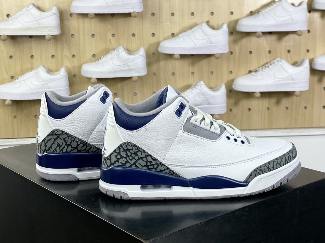 450 耐克Nike Air Jordan 3 Retro PE”White Midnight Navy”迈克尔·乔丹AJ3代中帮篮球鞋“白午夜蓝爆裂纹”CT8532-140