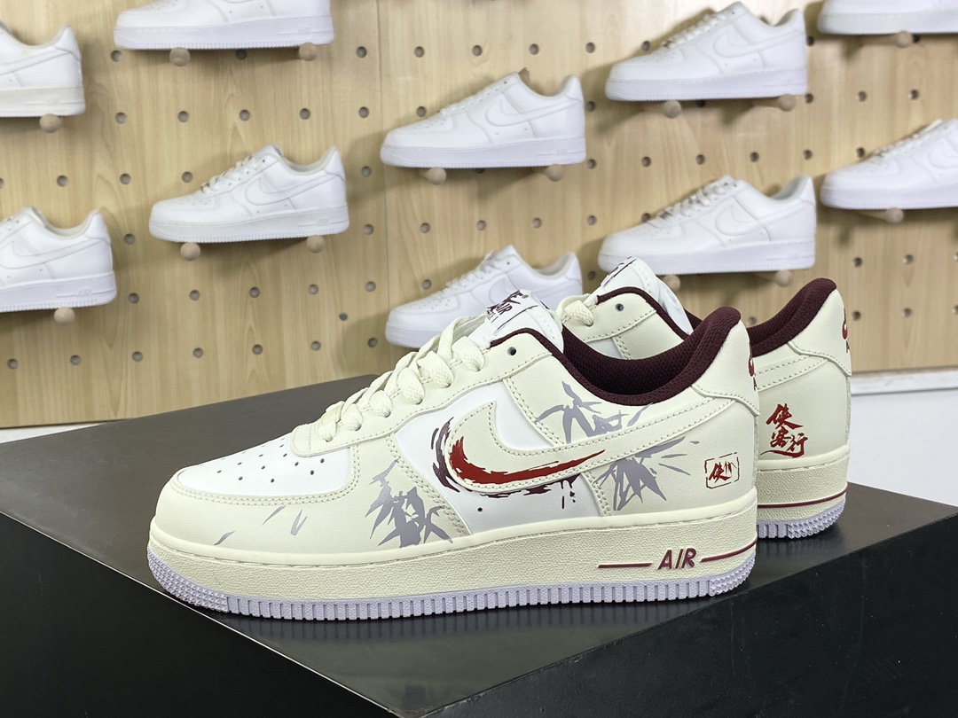 240 耐克Nike Air Force 1'07 Low Retro”Ode to Gallantry”空军一号板鞋“米白酒红竹林侠客行”XC2351-110