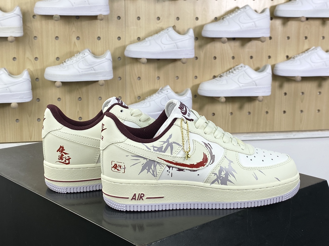 240 耐克Nike Air Force 1'07 Low Retro”Ode to Gallantry”空军一号板鞋“米白酒红竹林侠客行”XC2351-110