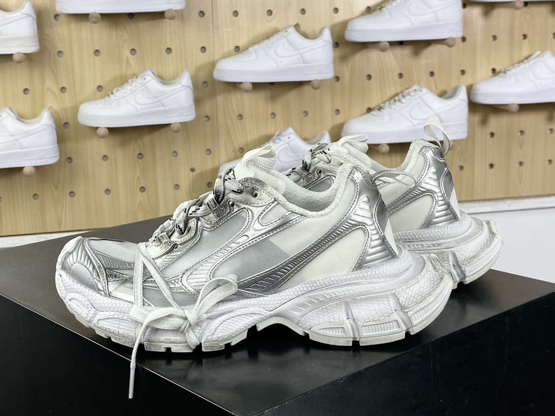 350 巴黎世家BALENCIAGA 3XL Sneakers 3+系列低帮复古慢跑鞋“透明网纱全白”734731 W3XL2 0125