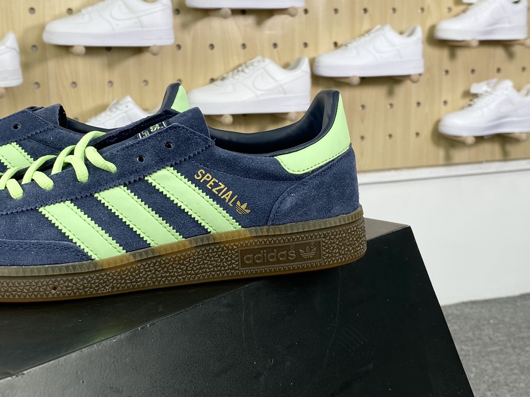 180 阿迪达斯Adidas Originals Handball SPZL 板鞋“翻毛曜石蓝荧光绿生胶底”IH7497