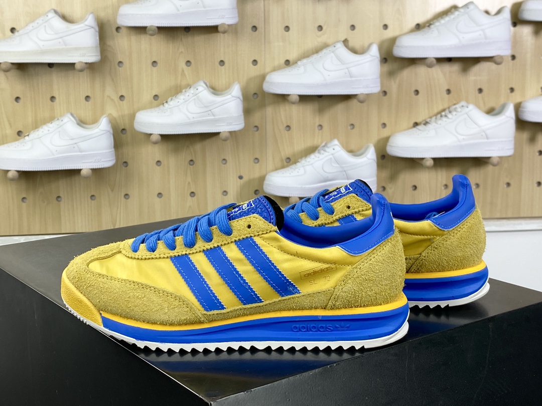 200 阿迪达斯Adidas SL72 RS"Utility Yellow"板鞋“浅黄宝蓝”IE6526 、