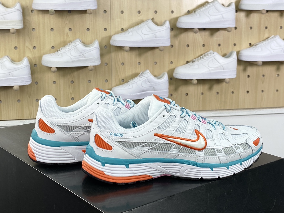 220 耐克Nike P-6000"White/Oracle/Aqua Magic"系列低帮慢跑鞋“白灰橙水蓝”BV1021-105