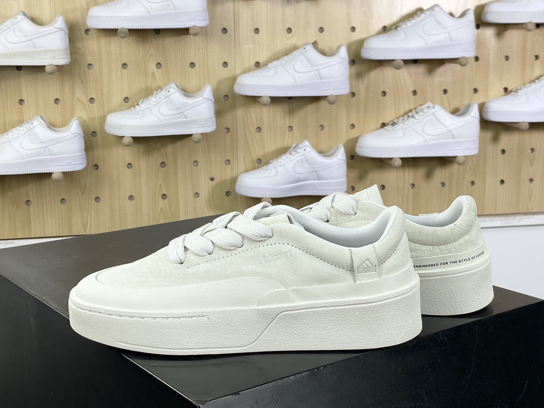 220 阿迪达斯Adidas Labcourt Low Lab球场系列经典板鞋“麂皮浅灰白”ID6228