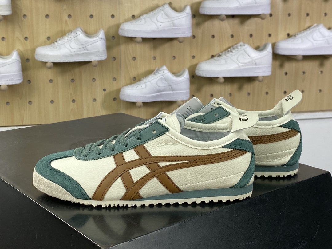 140 鬼塚虎/Onitsuka Tiger Mexico 66经典墨西哥系列低帮慢跑鞋“皮革米白墨绿棕”1183B771-115