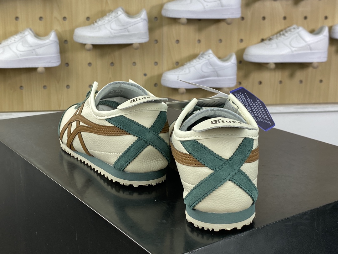 140 鬼塚虎/Onitsuka Tiger Mexico 66经典墨西哥系列低帮慢跑鞋“皮革米白墨绿棕”1183B771-115