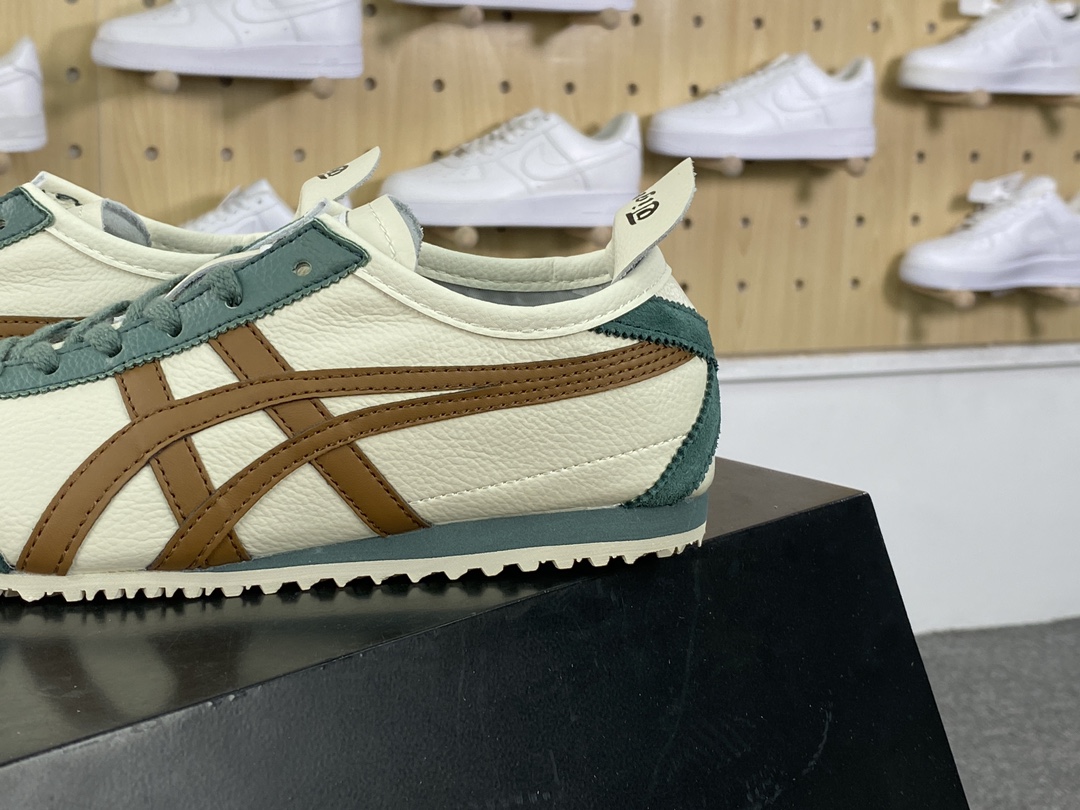 140 鬼塚虎/Onitsuka Tiger Mexico 66经典墨西哥系列低帮慢跑鞋“皮革米白墨绿棕”1183B771-115