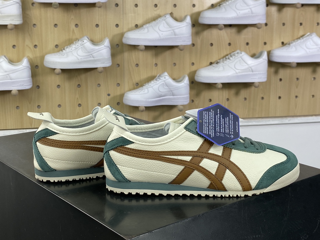 140 鬼塚虎/Onitsuka Tiger Mexico 66经典墨西哥系列低帮慢跑鞋“皮革米白墨绿棕”1183B771-115