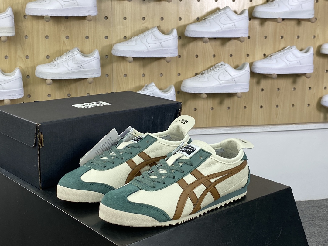 140 鬼塚虎/Onitsuka Tiger Mexico 66经典墨西哥系列低帮慢跑鞋“皮革米白墨绿棕”1183B771-115