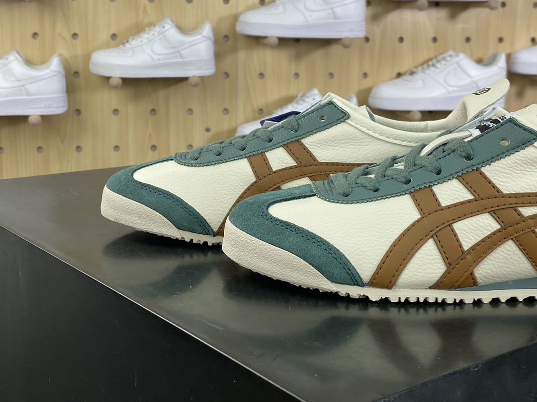 140 鬼塚虎/Onitsuka Tiger Mexico 66经典墨西哥系列低帮慢跑鞋“皮革米白墨绿棕”1183B771-115