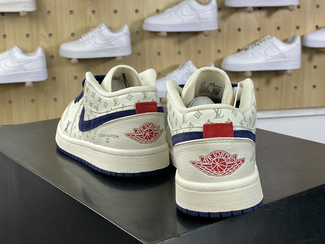 280 Louis Vuitton x Travis Scott x Nike Air Jordan 1 Low OG SP"Black/Beige LV Monogram"AJ1篮球鞋“TS联名米白深灰LV印花”WG8850-001