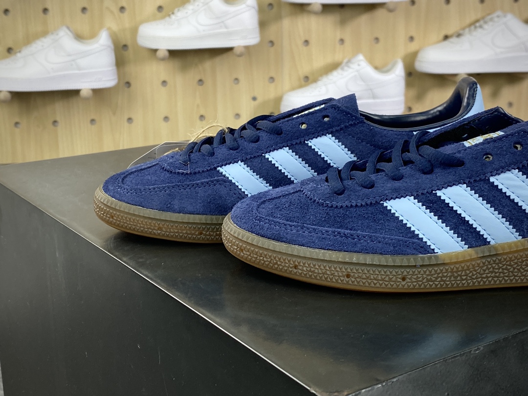 160 阿迪达斯Adidas Originals Handball SPZL 板鞋“翻毛藏蓝浅蓝LOGO焦糖底”BD7633