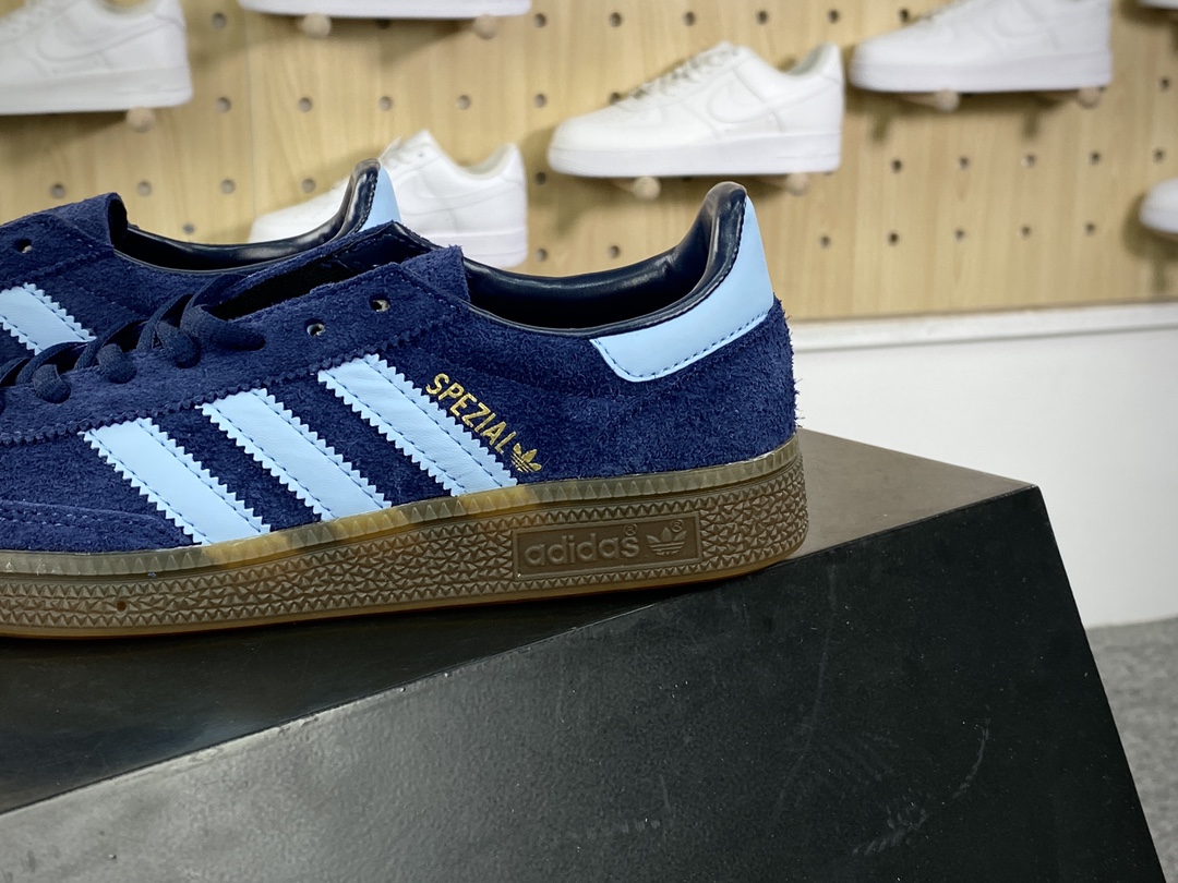 160 阿迪达斯Adidas Originals Handball SPZL 板鞋“翻毛藏蓝浅蓝LOGO焦糖底”BD7633