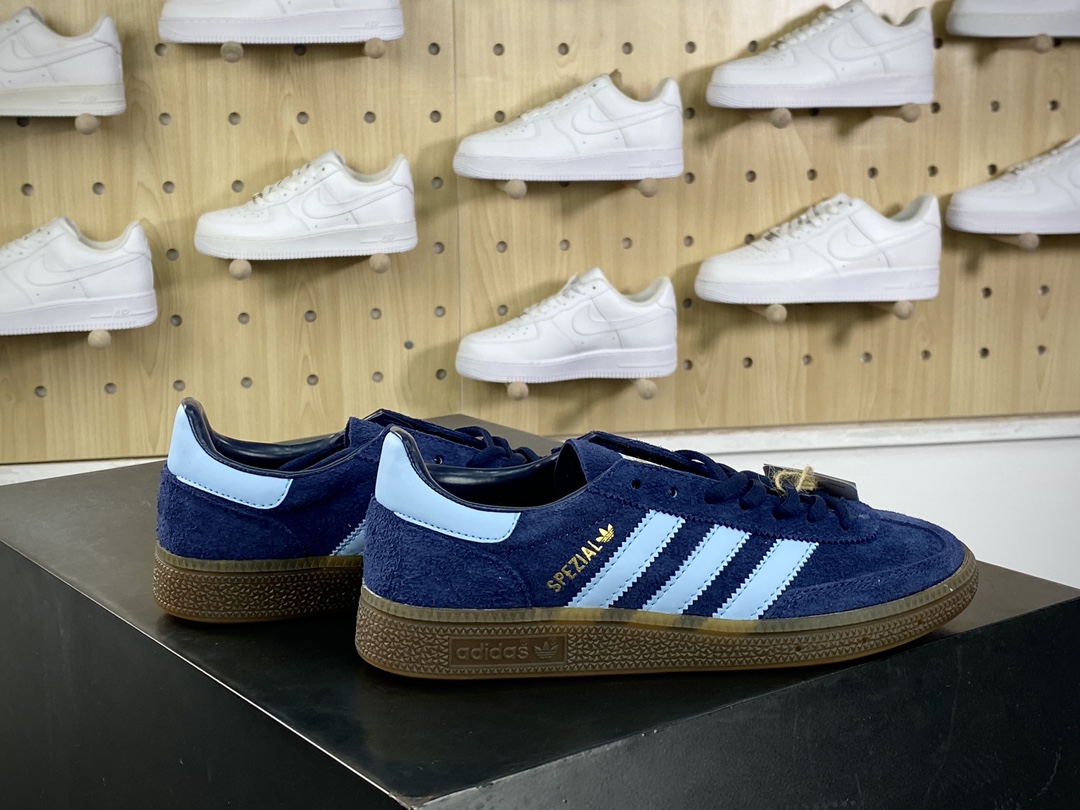 160 阿迪达斯Adidas Originals Handball SPZL 板鞋“翻毛藏蓝浅蓝LOGO焦糖底”BD7633