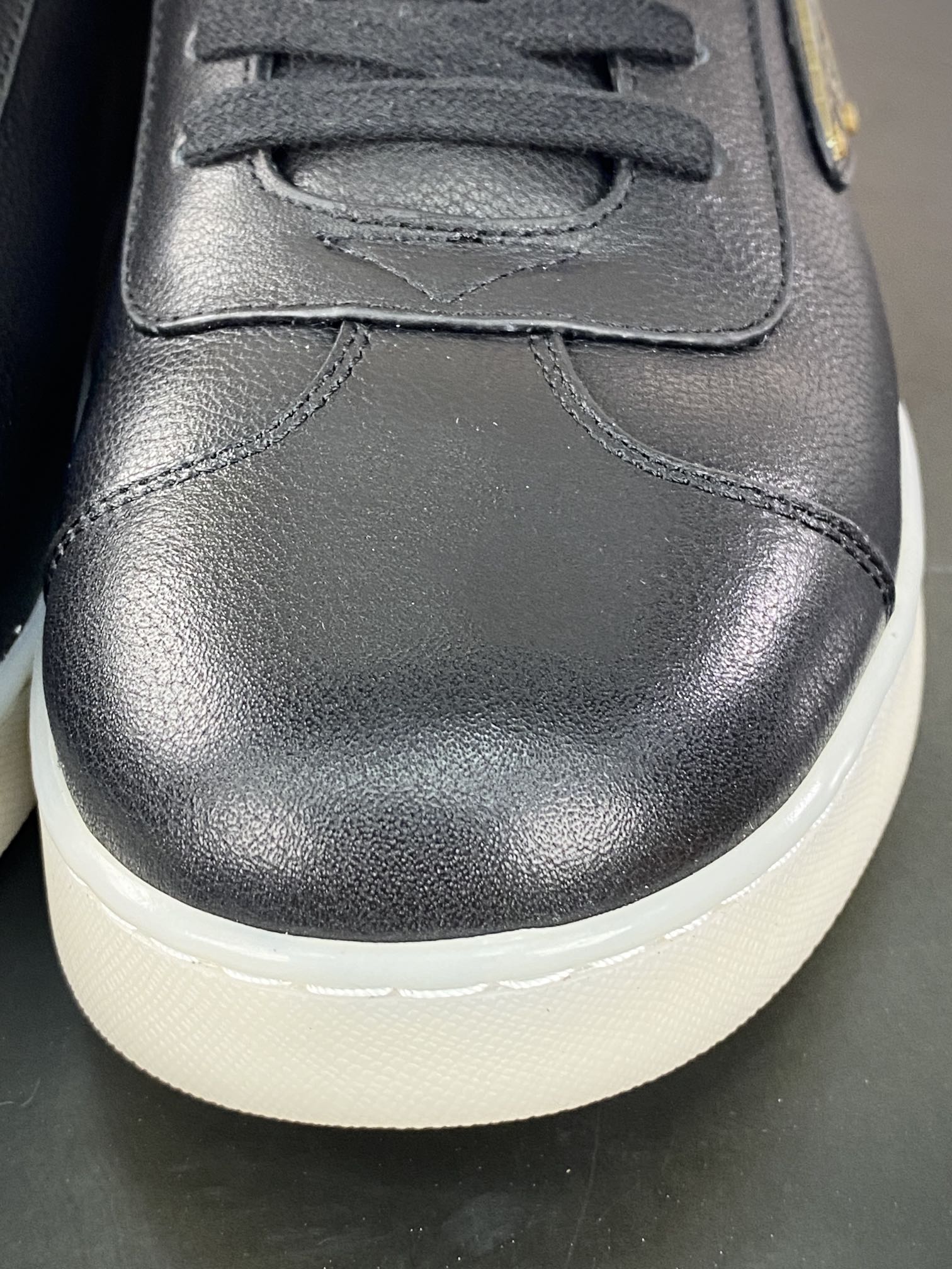 Prada Downtown Low Sneakers Downtown Series Low-top Sneakers ”Leather Black and White Triangle Logo”